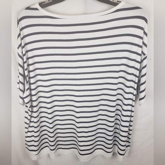 Lane Bryant Blue and White Striped Short Sleeve Shirt Sz 18-20 - Picture 6 of 9